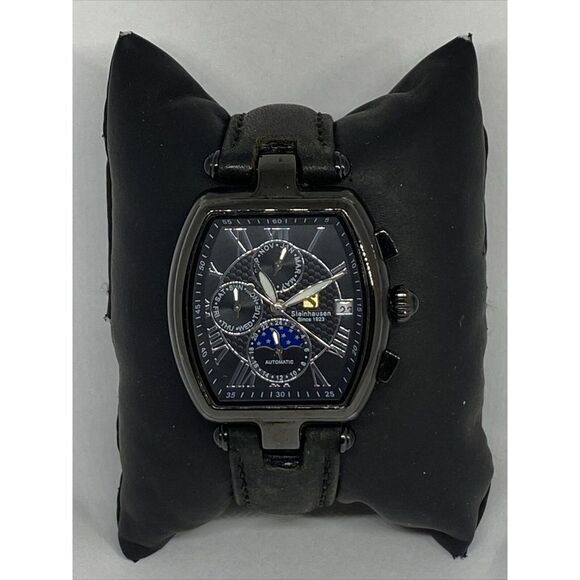 Steinhausen LW393LL-13-M009 Women Black Leather Black Dial Automatic Watch XR191 - Picture 3 of 12